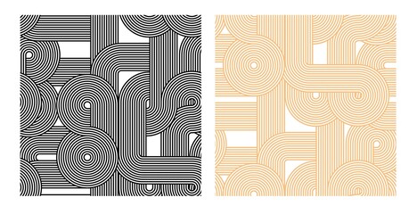 Set of vector seamless geometric patterns in retro style