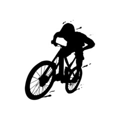 Fototapeta na wymiar Splash silhouette mountain biker design vector