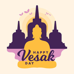 Happy Vesak day Lord Buddha vector