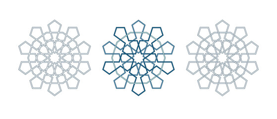 Set of Islamic traditional rosettes for greetings cards decoration and design isolated on white backgrounds. Vector illustration.