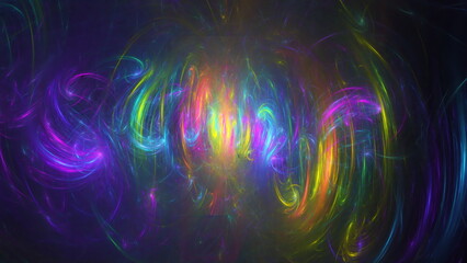 Abstract 3d space, design elements. Digital technologies and data centers. Building design, digital economy. Glowing walls. 3d render