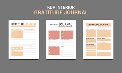 Gratitude and minimalist journal for printable template Vector.