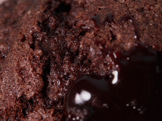 Chocolate cupcakes with cherry jam isolated on a white background. Chocolate muffin. High quality photo