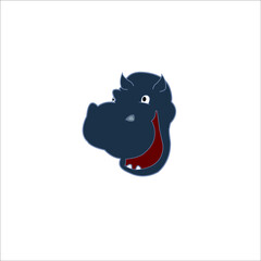 gray cute hippopotamus face isolated on white background