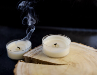 smoldering wax candle.