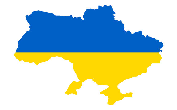 Ukraine map in flag. Stop war symbol. Ukraine flag in map. Help for Ukraine. Stop war in Europe. Stock vector illustration