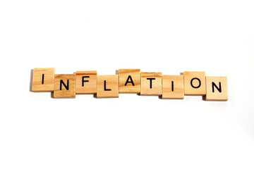 inflation text isolated on white background - concept on the theme of inflation