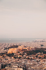 Fototapeta premium cityscape of Athens in early morning with the Acropolis seen from Lycabettus Hill, the highest point in the city