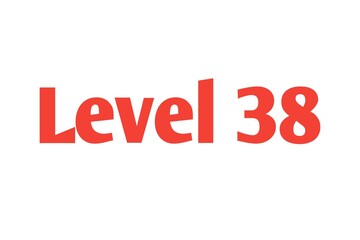 Level 38 sign in Red isolated on white background, 3d illustration