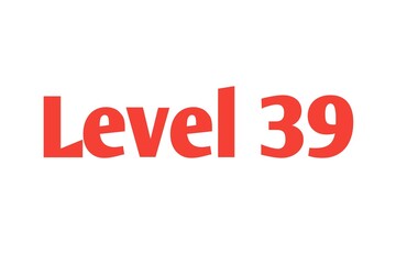 Level 39 sign in Red isolated on white background, 3d illustration