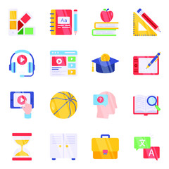 Pack of Education Flat Icons

