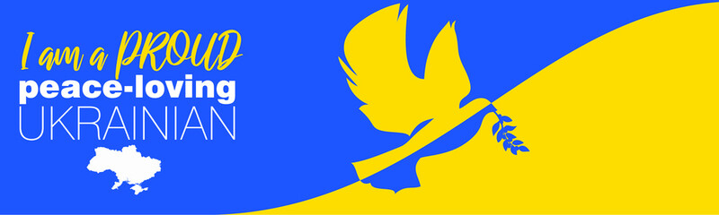 An abstract design on Peace for Ukraine in their national flag colors