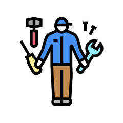 handyman worker color icon vector. handyman worker sign. isolated symbol illustration