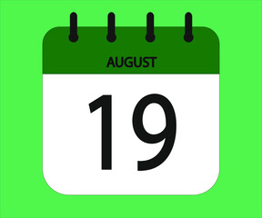 August 19th green calendar icon for days of the month