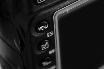 Image of menu button on the camera close-up