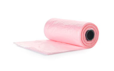 Roll of pet waste bags isolated on white background