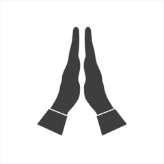 Hands namaste sign on white background. EPS 10