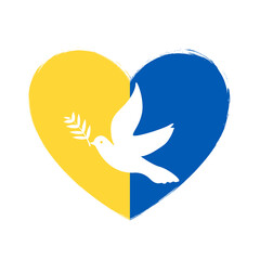 Pray for Ukraine flag peace dove vector design. Ukraine flag peace logo country no war protest illustration