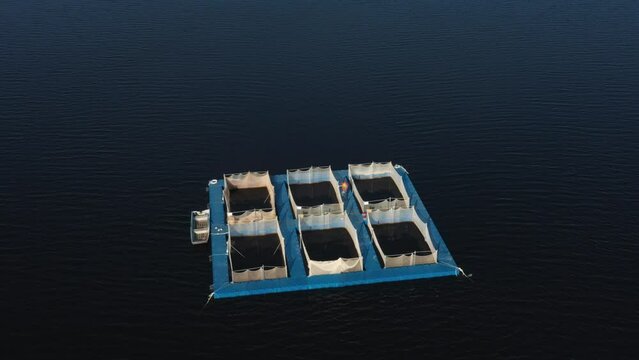 fish farm in height form a drone