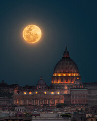 Full moon above St. Peter's Basilica