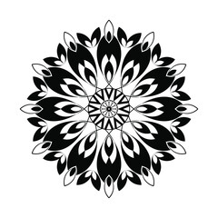 Mandala ornament patterns graphics vector illustration black and white background Premium Vector