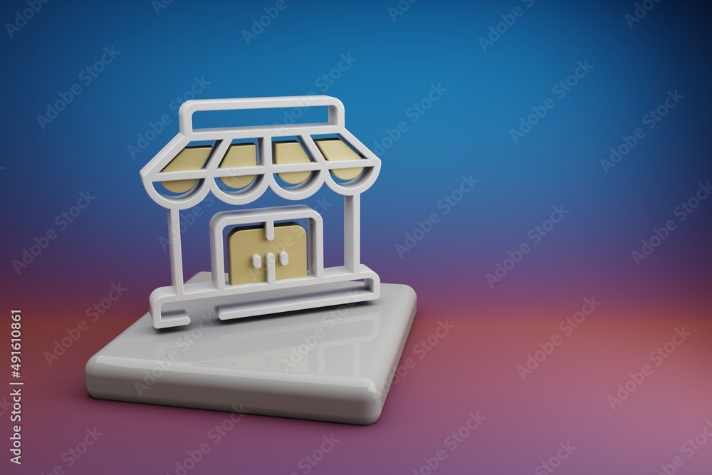 Aufkleber beautiful abstract illustrations store building symbol icon on a ceramic stand and bright colored ba