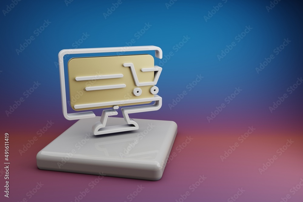 Leinwandbilder beautiful abstract illustrations desktop online shopping symbol icon on a ceramic stand and bright c