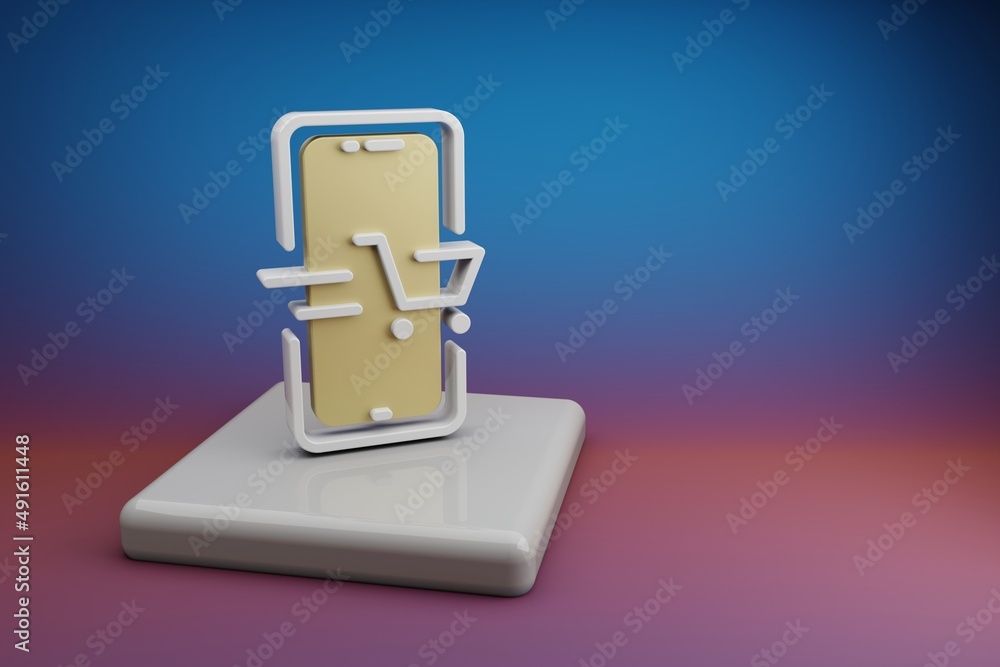 Aufkleber beautiful abstract illustrations smartphone online shopping symbol icon on a ceramic stand and brigh