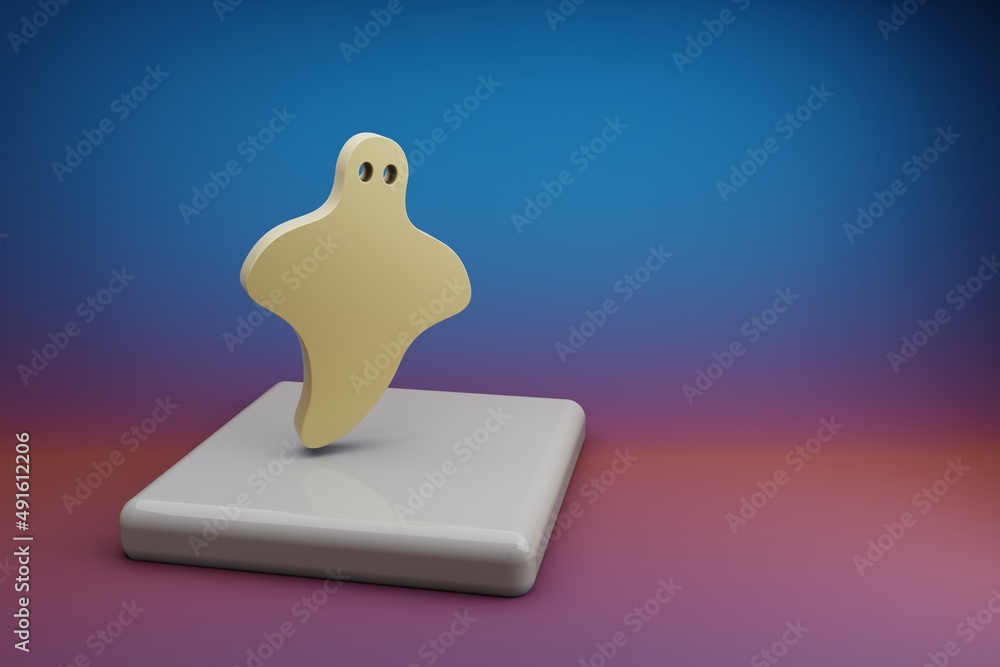 Leinwandbilder beautiful abstract illustrations golden halloween ghost symbol icon on a ceramic stand and bright co