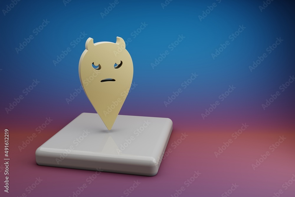 Leinwandbilder beautiful abstract illustrations golden halloween ghost symbol icon on a ceramic stand and bright co