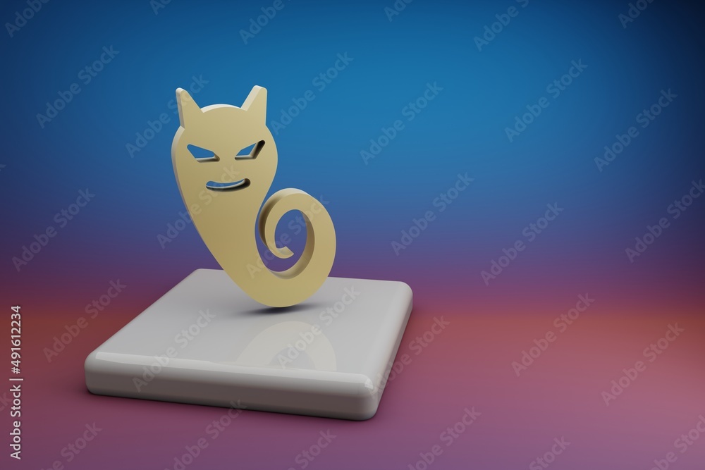 Leinwandbilder beautiful abstract illustrations golden halloween ghost symbol icon on a ceramic stand and bright co