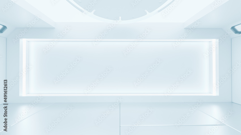 Poster scientific laboratory or empty white room. technology background and science concept. 3d render.