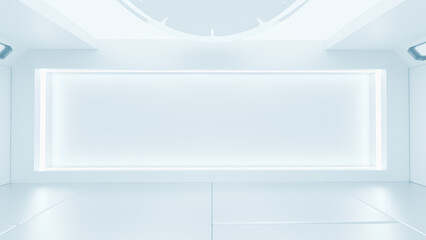 Scientific laboratory or empty white room. Technology background and science concept. 3D Render.