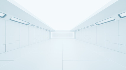 Scientific laboratory or empty white room. Technology background and science concept. 3D Render.