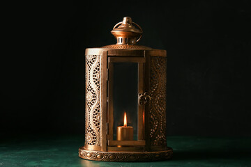 Muslim lantern on dark  background