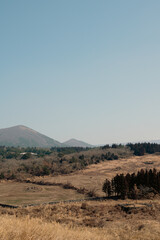 View of Volcanic Cone mountain from Saebyeol Oreum at winter in Jeju island, Korea