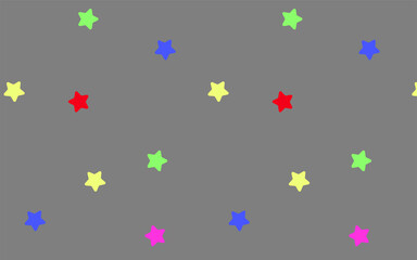 Seamless pattern of a children's room for children  with colored stars on a gray background. Perfect for fabric, textiles, pajamas, nursery decoration, baby shower. Surface pattern design. Vector