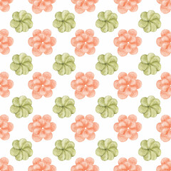 Watercolor seamless digital paper with knitted flowers. Perfect for printing, web, textile design, souvenirs, scrapbooking.