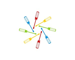 Circular screwdriver with rainbow colors