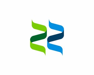 Obraz premium Z and Z Letter with blue and green logo