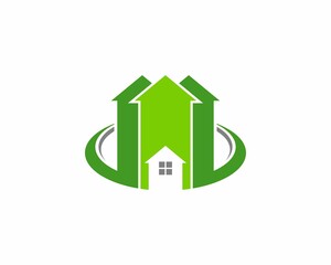 Arrow up with a house in the middle