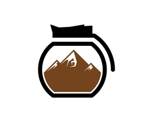 Simple coffee pot with mountain inside