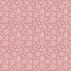 Design of a pattern with Easter eggs and flowers. Vector