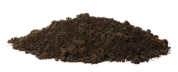 Pile of soil on white background. Fertile ground