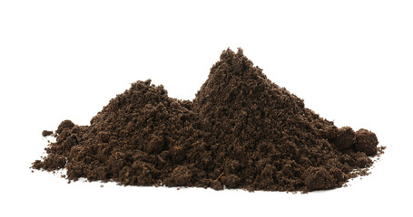 Pile of soil on white background. Fertile ground