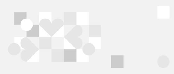 Trendy vector abstract geometric background with circles in Scandinavian retro style, seamless cover. Graphic pattern of simple shapes in gray tones, abstract white mosaic.