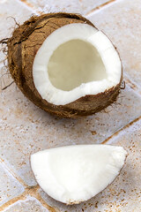 open fresh coconut isolated on a table