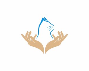 Hand care with cat in the middle