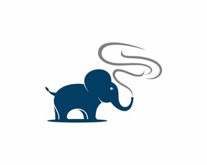 Elephant with vapor illustration logo
