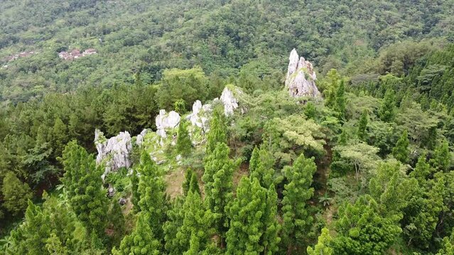 Green valey with white rocks asian landscape